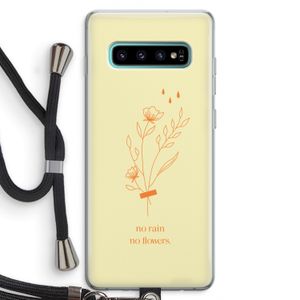 No rain no flowers: Samsung Galaxy S10 Plus Transparant Hoesje met koord