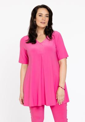 Yoek Tuniek geplooid met glitters | Roze | Maat 58/60