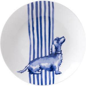 Heinen Delfts Blauw Petit four bordje 'Teckel Nhaan'