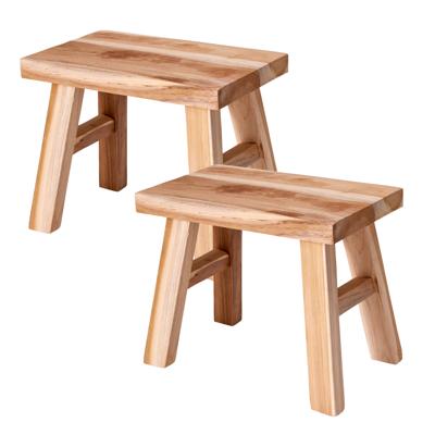 Home & Styling Krukje - 2x - teak hout - 31 x 19 x 25 cm - opstapje - krukje hout