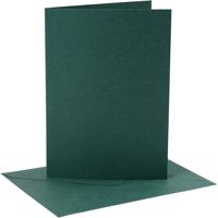 Creativ Company Kaarten en enveloppen, afmeting kaart 12,7x17,8 cm, afmeting envelop 13,3x18,5 cm, 230 gr, donkergroen, 4 set/ 1 doos