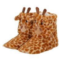 Apollo sloffen Giraffe - pluche - 3D pantoffels - hoog model - voor dames