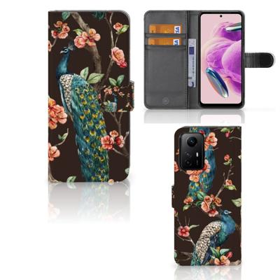 Xiaomi Redmi Note 12S | Telefoonhoesje | Met pasjeshouder | Pauw met Bloemen