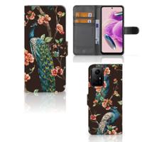 Xiaomi Redmi Note 12S | Telefoonhoesje | Met pasjeshouder | Pauw met Bloemen