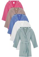 Katoenen kinderbadjas mousseline - capuchon - 6 kleuren-lavendelblauw-3-4 jaar