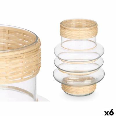 Kaarshouder GiftDecor SG-29857 Transparant Natuurlijk Glas Rotan 18 x 24 x 18 cm (6 Stuks)