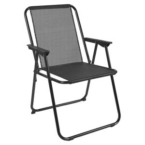 Home Deco Factory camping/strand stoel - aluminium - inklapbaar - zwart - L45 x B54 x H84 cm