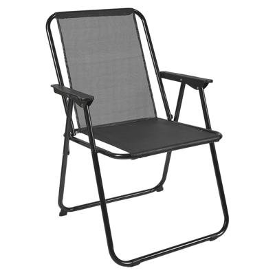 Home Deco Factory camping/strand stoel - aluminium - inklapbaar - zwart - L45 x B54 x H84 cm