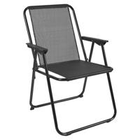 Home Deco Factory camping/strand stoel - aluminium - inklapbaar - zwart - L45 x B54 x H84 cm