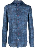 Kiton chemise à imprimé végétal - Bleu