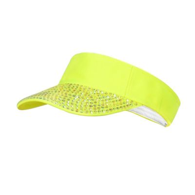 Zonneklep neon geel met steentjes