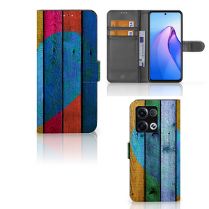 OPPO Reno8 Pro Book Style Case Wood Heart - Cadeau voor je Vriend