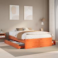 Bedframe zonder matras met lades grenenhout wasbruin 140x190 cm