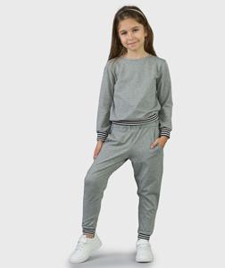 SET - Pants And Shirt Grey Striped Cuffs