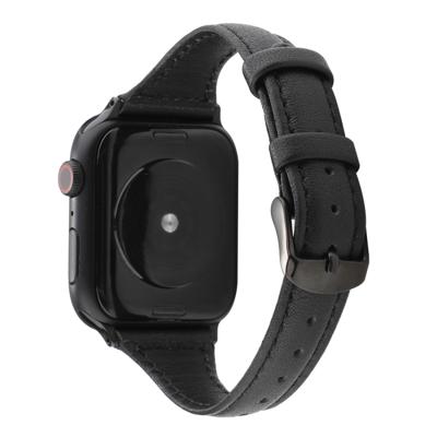 Voor Apple Watch Series 5 & 4 44mm/3 & 2 & 1 42mm Crazy Horse textuur lederen riem (zwart)