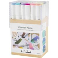 Creativ Company 2-in-1 Alcohol Marker Stiften Dubbele Punt pastelkleuren en standaartkleuren 24 stuks