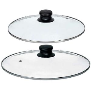 Universele pannendeksel set - 2x stuks - Dia 28/26 cm - glas - stoomgaatje