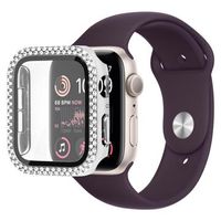 Strass Decoratief Apple Watch SE (2022)/SE/6/5/4 Cover met Screenprotector - 44mm - Zilver - thumbnail