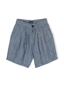 Emporio Armani Kids short rayé en lin - Bleu