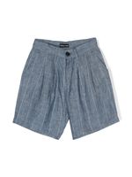 Emporio Armani Kids short rayé en lin - Bleu - thumbnail