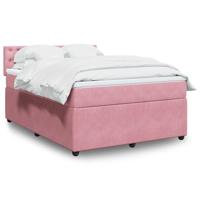 Boxspring met matras fluweel roze 140x200 cm