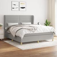 Boxspring met matras stof lichtgrijs 180x200 cm