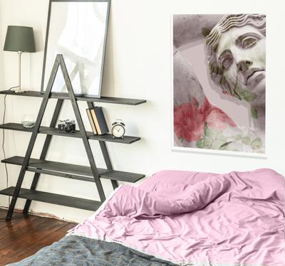 Prachtig standbeeld poster met bloemen
