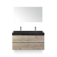 Maxx XL Badmeubelset 120 cm - Craft Oak - Wastafel Lucca Enkel 2 kraangaten - met Spiegel