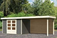 Woodfeeling | Tuinhuis Askola 4 met Overkapping 2,8 en Achterwand | Terragrijs