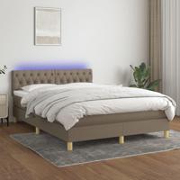 Boxspring met matras en LED stof taupe 140x190 cm