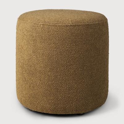 Ethnicraft Poef 'Barrow' 40cm, Structuurstof, kleur Ginger