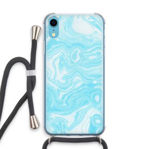 Waterverf blauw: iPhone XR Transparant Hoesje met koord