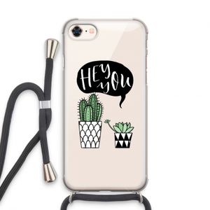 Hey you cactus: iPhone 8 Transparant Hoesje met koord
