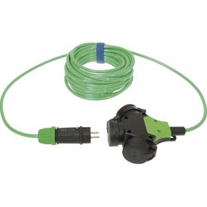 Verlengsnoer PUR kabel 3x1,5mm 3-voudig 10M groen