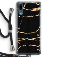 Gouden marmer: Huawei P20 Transparant Hoesje met koord