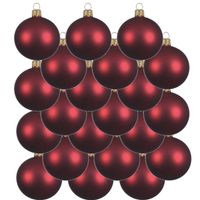 24x Glazen kerstballen mat donkerrood 8 cm kerstboom versiering/decoratie   - - thumbnail