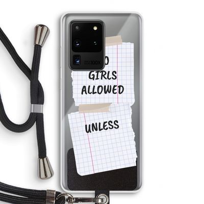 No Girls Allowed Unless: Samsung Galaxy S20 Ultra Transparant Hoesje met koord