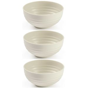 Set van 6x kommetjes/schaaltjes - Dessert/ontbijt - Kunststof - D13 cm - Beige