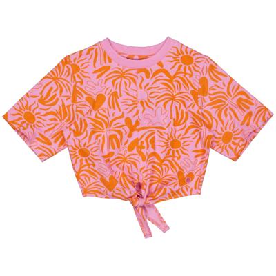 Quapi Zomer shirt meisjes - roze - AOP bloemen - Zem