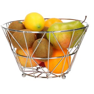 Metalen fruitmand/fruitschaal zilver rond 24 x 15 cm