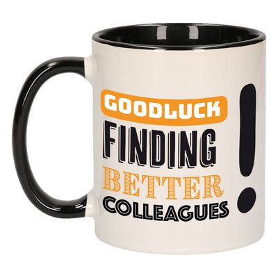 Afscheid cadeau mok collega - succes - zwart/oranje - 300 ml - keramiek Afscheid cadeau mok collega - succes - zwart/oranje - 300 ml - keramiek