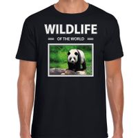 Panda t-shirt met dieren foto wildlife of the world zwart voor heren