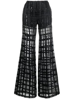 Alberta Ferretti pantalon palazzo à effet de transparence - Noir