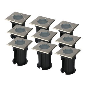 HOFTRONIC™ 9x Ramsay dimbare LED Grondspot Vierkant RVS excl. lichtbron IP67 straal waterdicht 3 jaar garantie