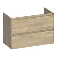 Brauer Inspire - Onderkast Ondiep - 80 cm - met 2 Softclose Lades Greeploos en 1 Sifon Uitsparing - Vingerlas Eiken Grijs