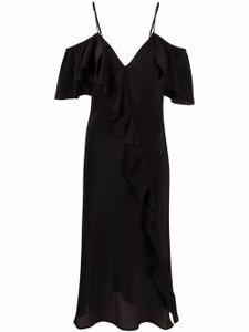 Gold Hawk robe volantée à col v - Noir
