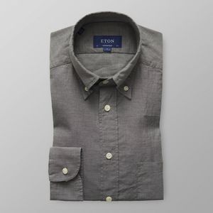 Eton Heren Overhemd Grijs Flannel Button-Down Contemporary Fit