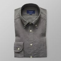 Eton Heren Overhemd Grijs Flannel Button-Down Contemporary Fit - thumbnail