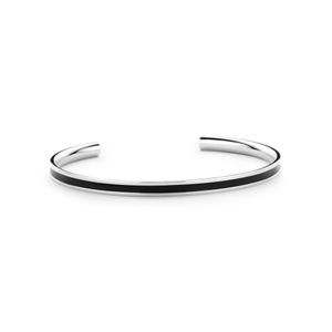 CO88 Collection Majestic 8CB 90195 Stalen Open Bangle met Emaille - One-size (62x50x2 mm) - Zilverkleurig / Zwart