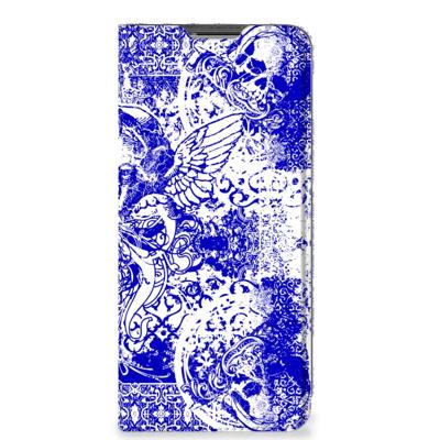 Mobiel BookCase OPPO Find X5 Lite | Reno7 5G Angel Skull Blauw Mobiel BookCase OPPO Find X5 Lite | Reno7 5G Angel Skull Blauw
